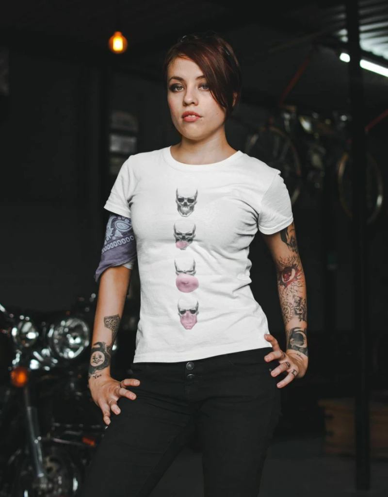 Skull Bubble w T-shirt - WHITE