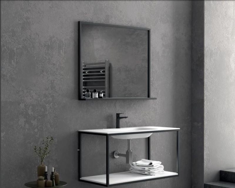 Karag New 100 Πάγκος με Νιπτήρα 100x46x50cm Μαύρος