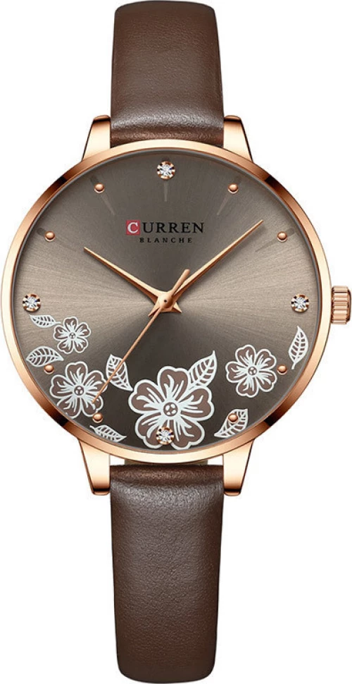 Curren 9068 Ρολόι με Δερμάτινο Λουράκι σε Καφέ χρώμα