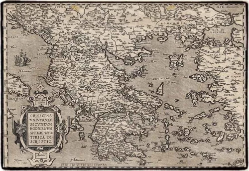 Vintage Πίνακας Χειροποίητος παλιός χάρτης της Ελλάδας