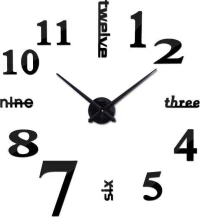 Ρολόι Τοίχου Mirror Numbers And Letters Do It Yourself Black Πλαστικό 120cm