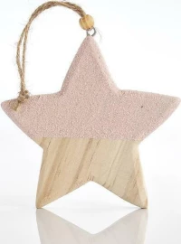 Eurolamp Στολίδι Αστέρι από Ξύλο με Ροζ Glitter 22x10cm 1τμχ