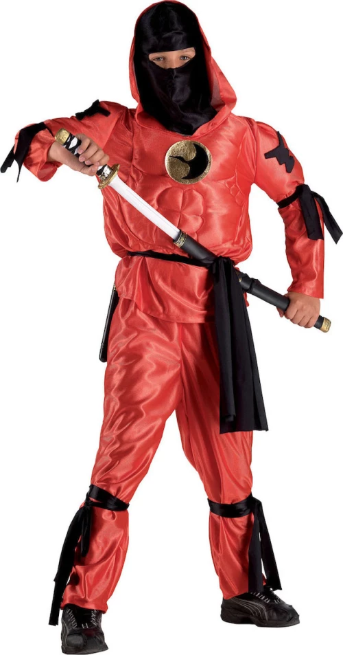 Αποκριάτικη Παιδική Στολή Ninja Κόκκινος