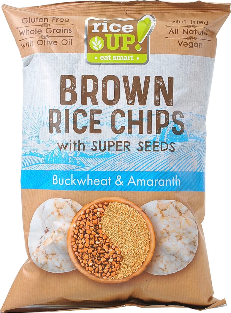 Τσιπς Καστανού Ρυζιού Rice Up Brown Rice Chips with Super Seeds Buckwheat Amaranth 60g
