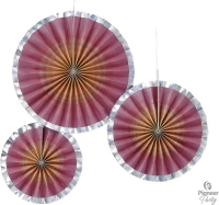 Lion Balloons Διακοσμητικές Βεντάλιες Χάρτινες Ροζ Χρυσό Ombre 3τμχ