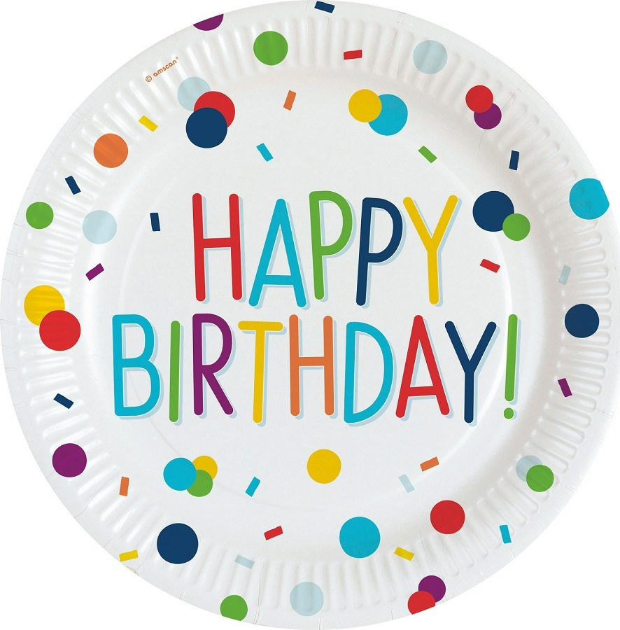 Πιάτα χαρτ. φαγητού 23εκ Confetti Birthday -8 τεμ - LB9906344