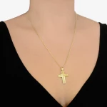 Ανδρικός σταυρός βάπτισης λευκόχρυσος 14Κ