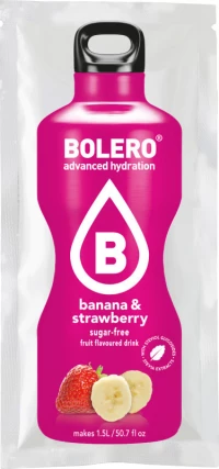 Bolero Χυμός σε Σκόνη 1.5L σε Νερό Μπανάνα & Φράουλα Χωρίς Ζάχαρη 9gr 12τμχ