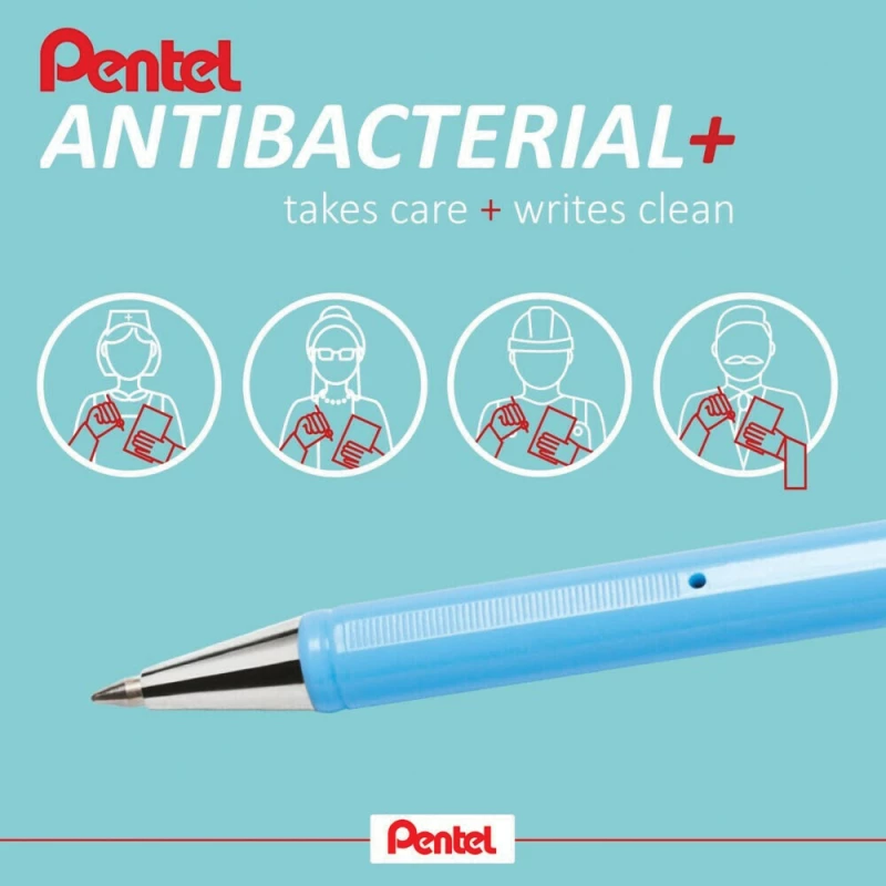 Pentel Στυλό Rollerball 0.7mm με Κόκκινο Mελάνι Superb Antibacterial Κόκκινο