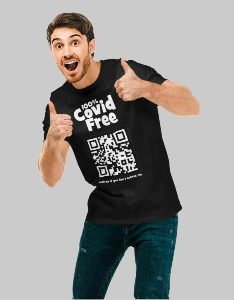 Covid Free custom t-shirt - WHITE/BLACK