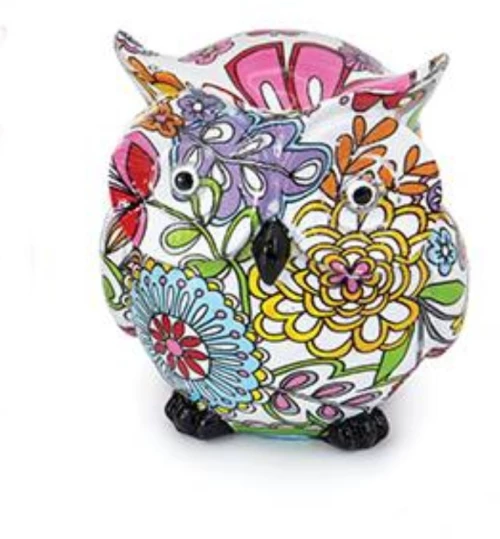 Διακοσμητική κουκουβάγια πολύχρωμη Polyresin 9cm syllogi ΦΤ-1224-4