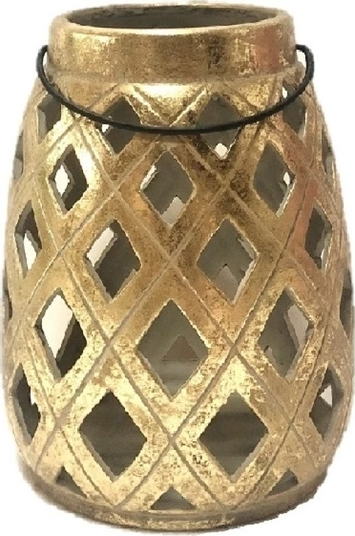 Espiel Φαναράκι Κεραμικό Χρυσό 15.5x15.5x18.5cm