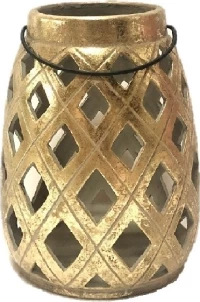 Espiel Φαναράκι Κεραμικό Χρυσό 15.5x15.5x18.5cm