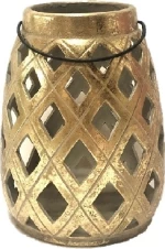 Espiel Φαναράκι Κεραμικό Χρυσό 15.5x15.5x18.5cm