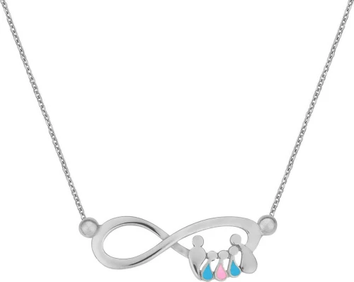 Ασημένιο Κολιέ Άπειρο Οικογένεια ( Μπαμπάς, Μαμά, 2 Αγόρια, 1 Κορίτσι ) AK-E5431BGBL1