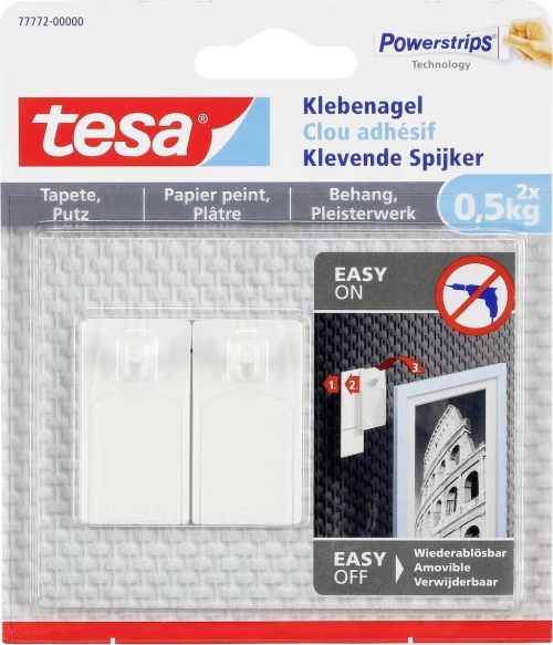 1x2 Tesa Adhesive Nail 0,5 kg for Wallpaper & Plaster 77772