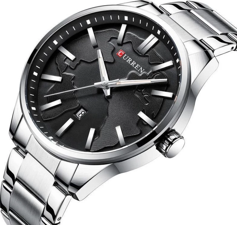 Ανδρικό Ρολόι Curren Silver-Black - Watch Men Waterproof Calendar Quartz Wrist