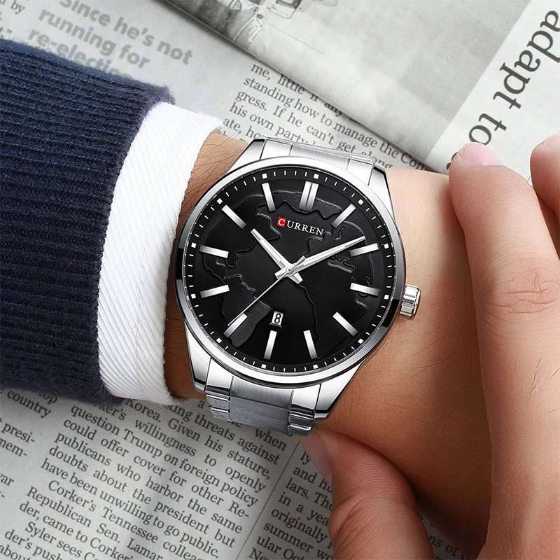 Ανδρικό Ρολόι Curren Silver-Black - Watch Men Waterproof Calendar Quartz Wrist