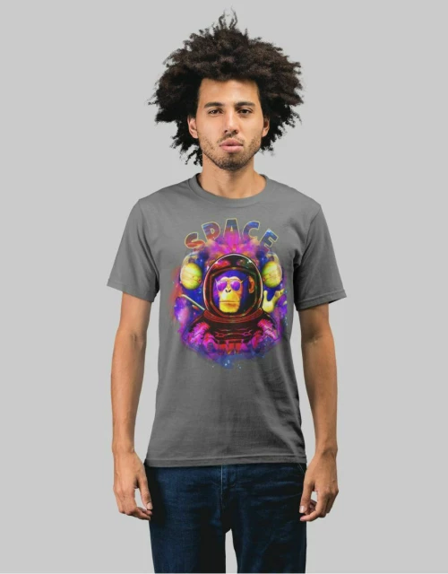 Space Monkey T-shirt - MOUSE GREY