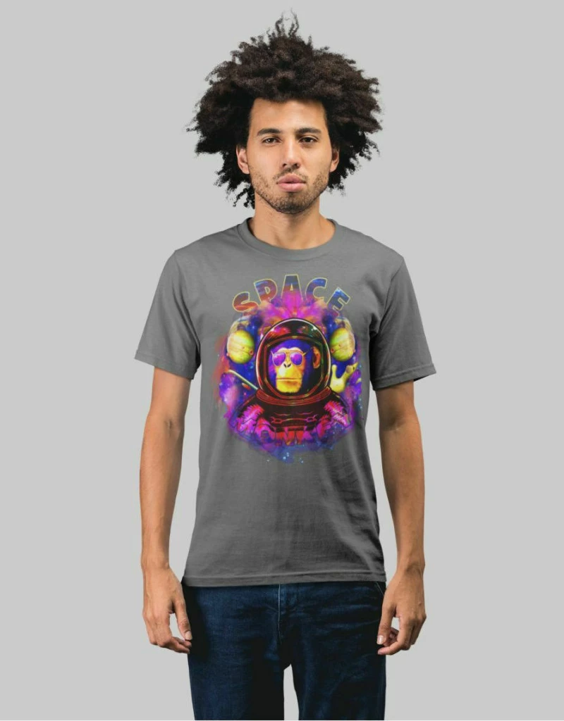 Space Monkey T-shirt - MOUSE GREY