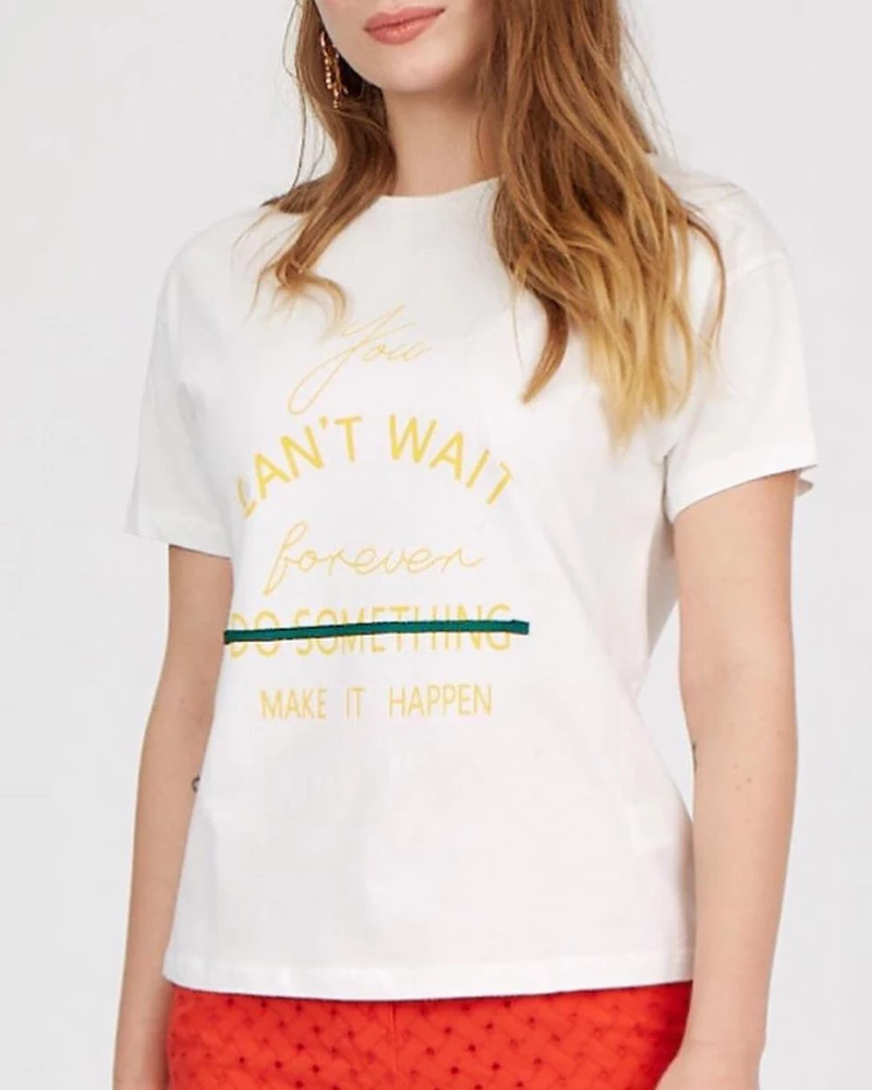 Γυναικείο λευκό t-shirt με στάμπα Βαμβακερό 95%