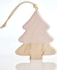 Eurolamp Στολίδι Δέντρο από Ξύλο με Ροζ Glitter 20x10cm 1τμχ