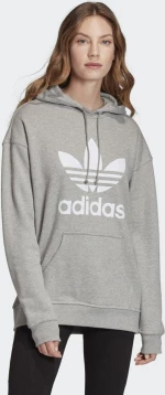 Adidas Trefoil Μακρύ Γυναικείο Φούτερ με Κουκούλα Γκρι