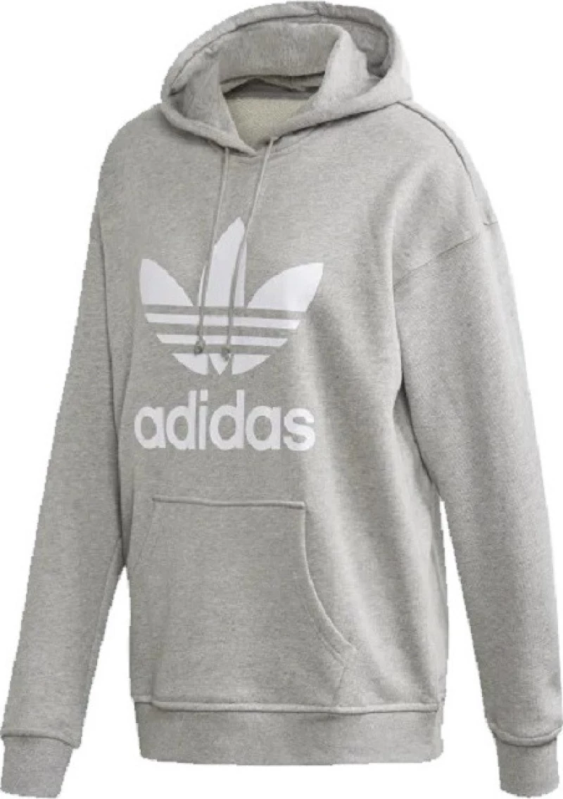 Adidas Trefoil Μακρύ Γυναικείο Φούτερ με Κουκούλα Γκρι
