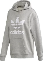 Adidas Trefoil Μακρύ Γυναικείο Φούτερ με Κουκούλα Γκρι