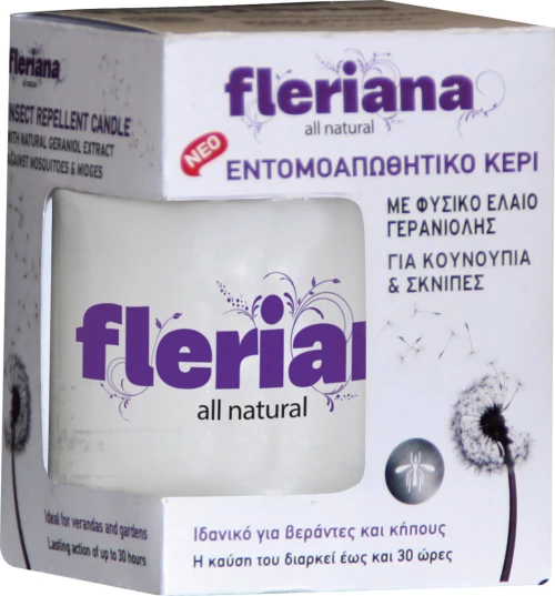 Fleriana Εντομοαπωθητικό Κερί με Έλαιο Γερανιόλης 130gr