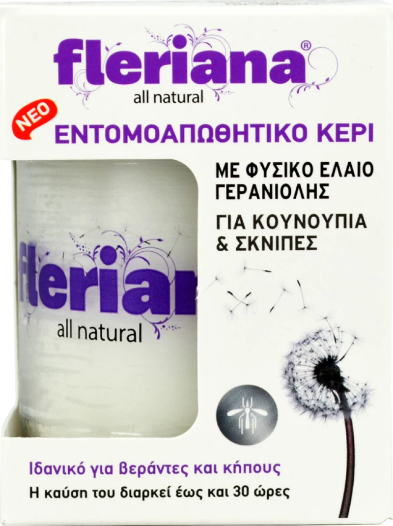 Fleriana Εντομοαπωθητικό Κερί με Έλαιο Γερανιόλης 130gr