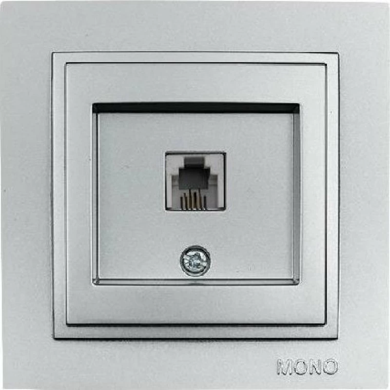Mono Electric Πρίζα Τηλεφώνου με Πλαίσιο Μονή σε Ασημί Χρώμα 505-002136124