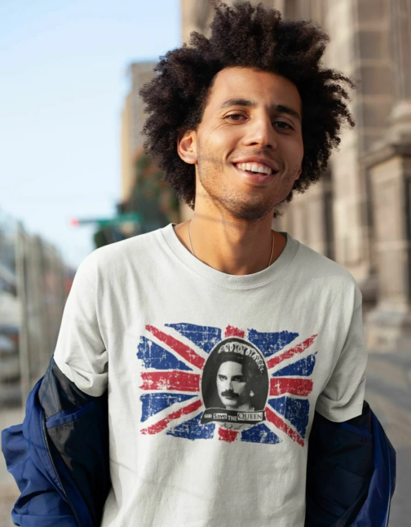 Freddie Mercury God Save The Queen T-Shirt - BLACK