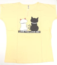 6037 Γυναικείο T-shirt Κίτρινο με Στάμπα