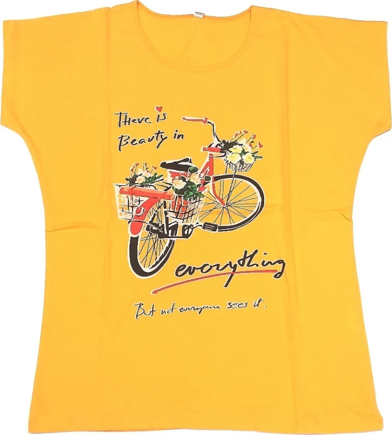 6039 Γυναικείο T-shirt Κίτρινο με Στάμπα