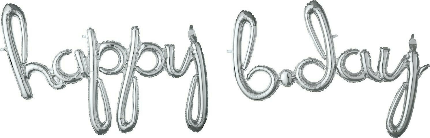 Μπαλόνι Φοιλ Script Phrase `Happy Bday` Ασημί