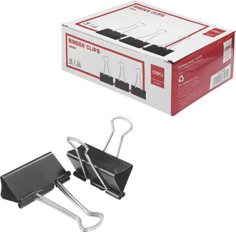 Deli Κλιπς Μεταλλικά 231.9542 41mm σε Μαύρο χρώμα 12τμχ