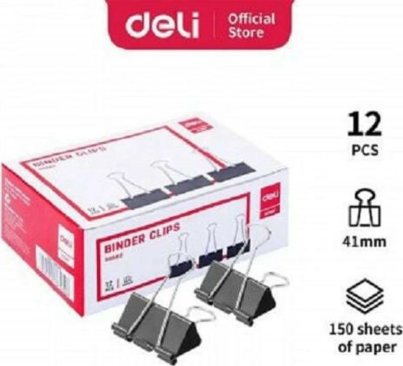 Deli Κλιπς Μεταλλικά 231.9542 41mm σε Μαύρο χρώμα 12τμχ