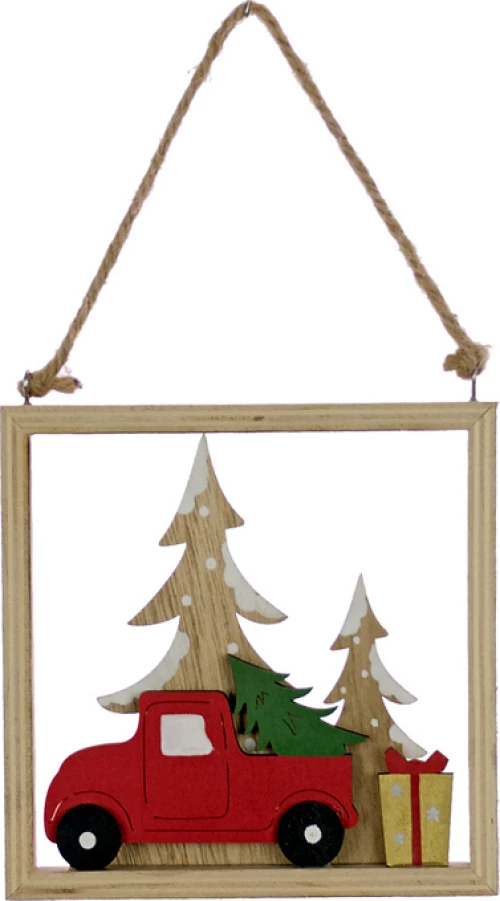 Καδράκι Αυτοκίνητο Κρεμαστό Ξύλο 15x16x1cm