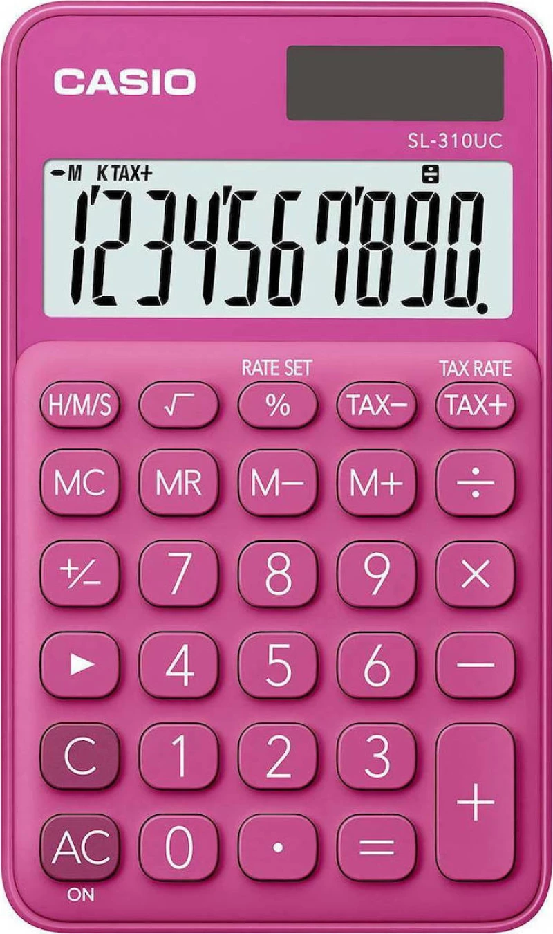 Casio Αριθμομηχανή Λογιστική SL-310UC 10 Ψηφίων σε Ροζ Χρώμα