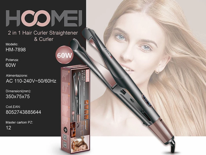 Hoomei Straightener And Curler Πρέσα Μαλλιών