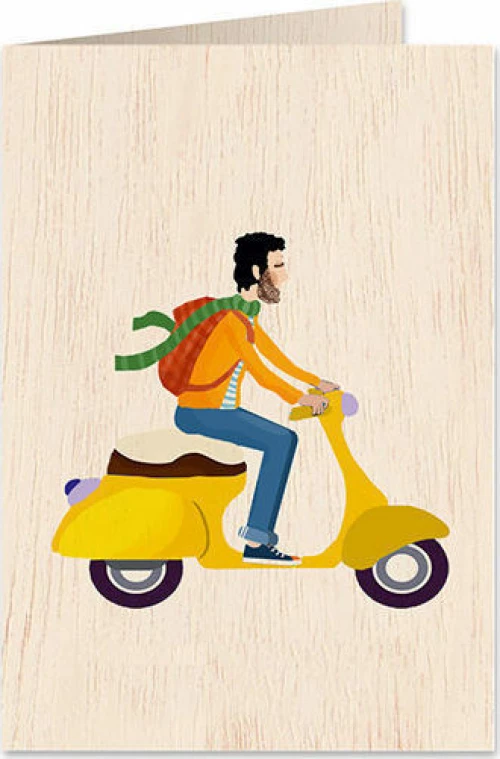 Ευχετήρια Κάρτα Ξύλινη Motorbike 15.5x11.5cm