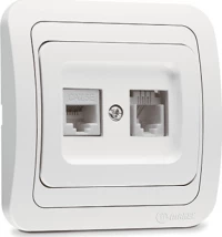 Makel Mimoza Πρίζα Τηλεφώνου Rj11 & Δικτύου Data Rj45 Cat5 Λευκή (12037)