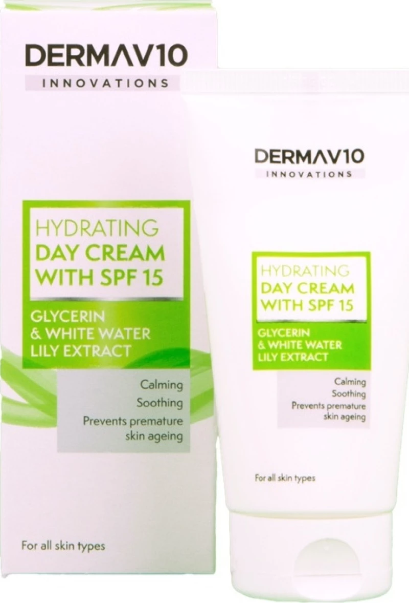 Derma V10 Glycerin & White Water Lily Extract Hydrating Day Cream SPF15 50ml