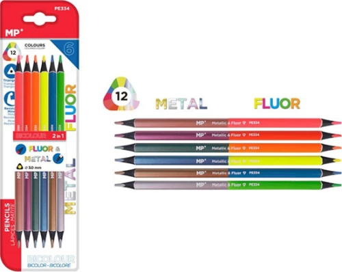 Ξυλομπογιές διπλές MP Metal - Fluo 6τμχ