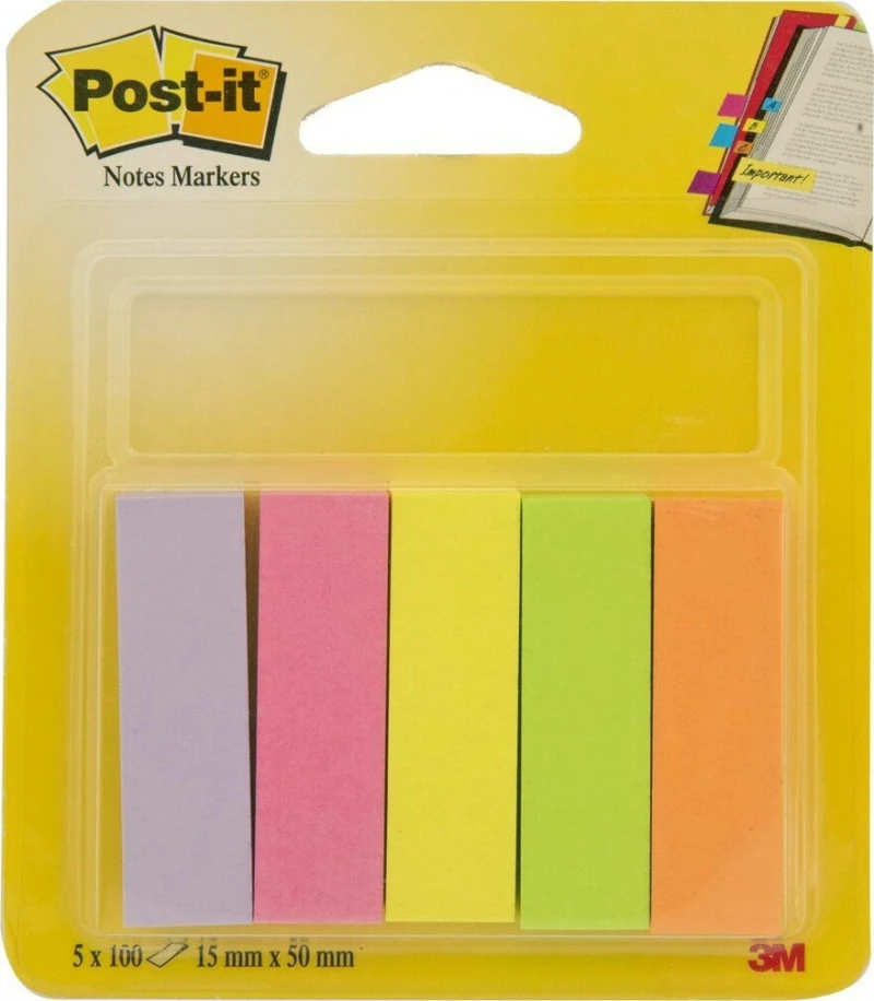 3M Χάρτινοι 15x50mm 5 Χρώματα x 100 Φύλλα