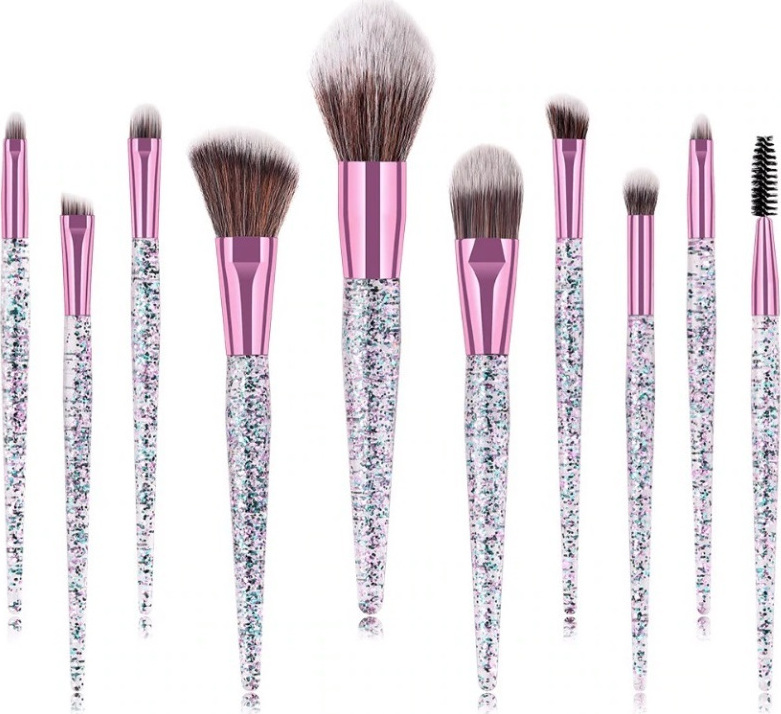 Glitter Diamond Crystal Handle Professional Makeup Set 10τμχ