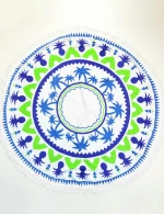 Bluewave Πετσέτα Θαλάσσης 140cm Στρογγυλή Πράσινο/Μπλε
