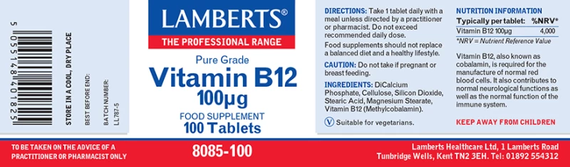 Lamberts Vitamin B12 100mcg 100 ταμπλέτες