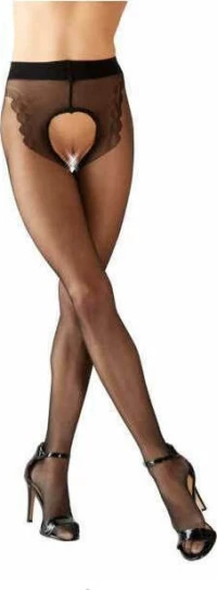 Cottelli Collection Crotchless Tights with Pattern Black